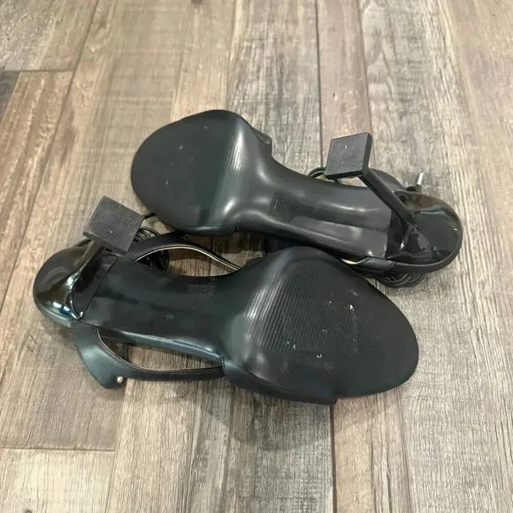 New GUESS Metallic Black Niko High Heel Lace up Wrap Gladiator Sandals 10M Party - Picture 7 of 7